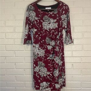 Robbie Bee Plum, Floral, Side-Tie Dress